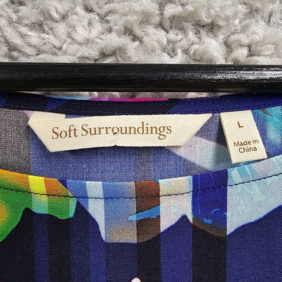 Soft Surroundings Mignon Top Womens Large Colorful Floral 3/4 Sleeve Tropical - Picture 5 of 11